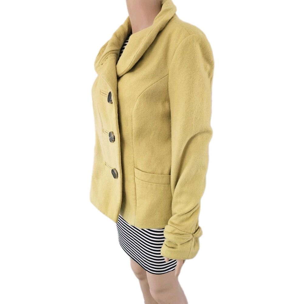 The Limited Yellow Wool Blend Pea Coat Jacket Size M